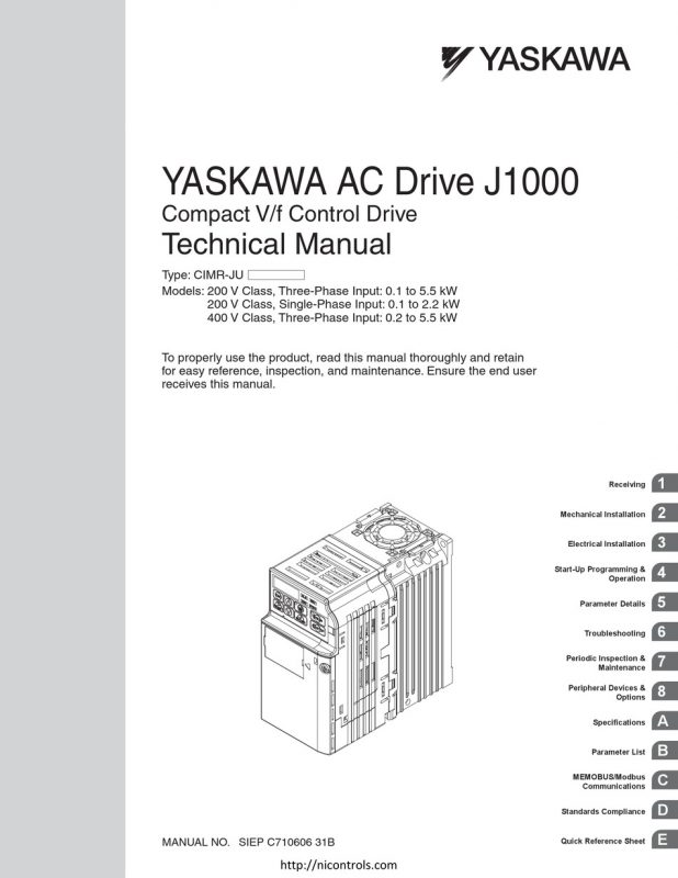 Yaskawa J1000 Manual