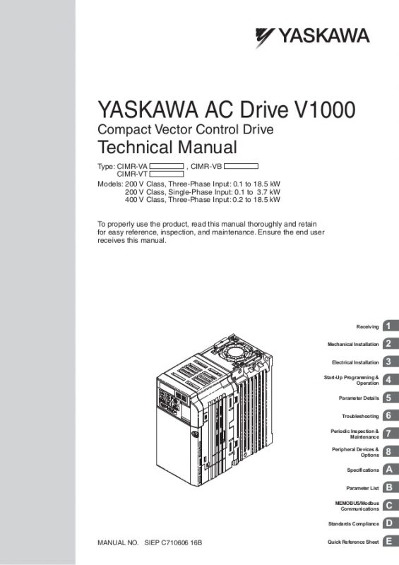 Yaskawa v 1000 manual